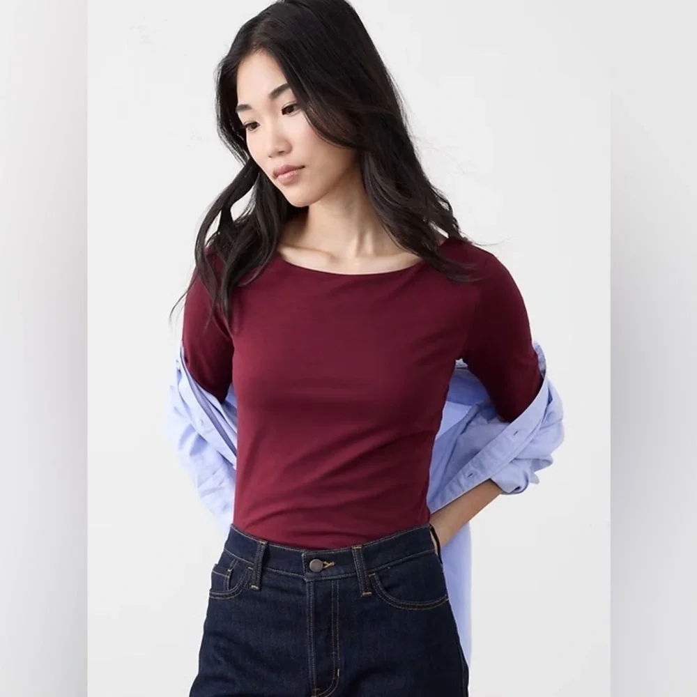NWT Banana Republic Soft Stretch Elbow Sleeve Top Red Size S - Picture 10 of 12